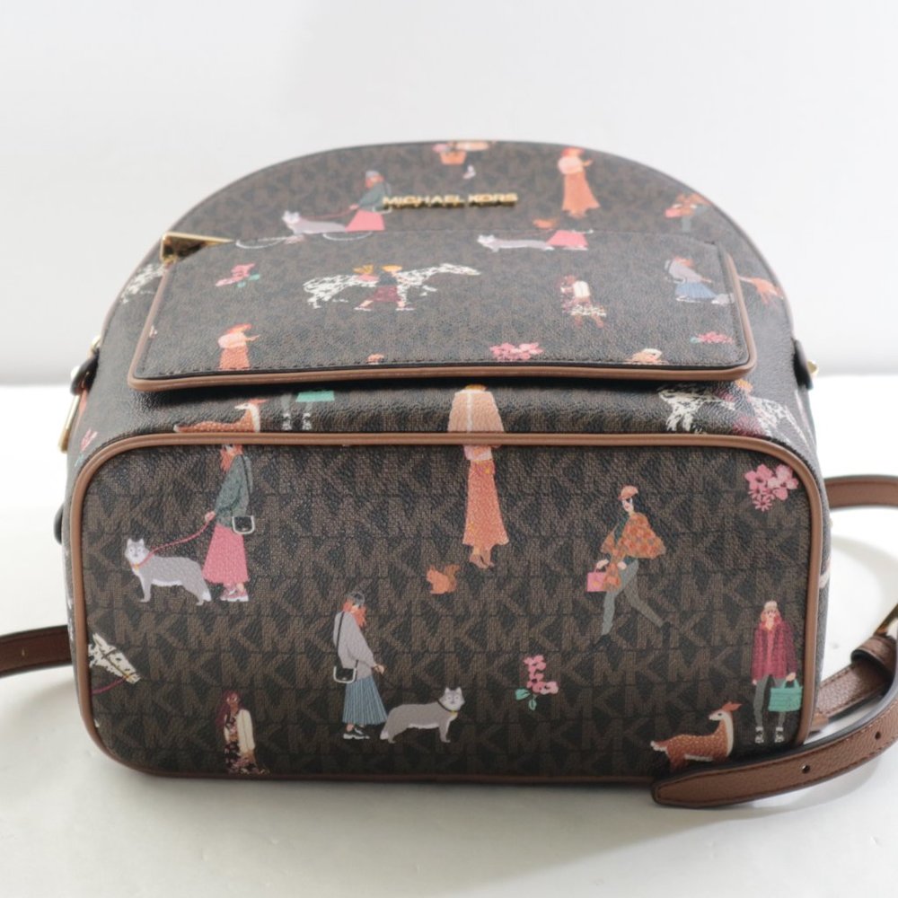 Michael Kors Adina Jet Set Girls Medium backpack MK Logo Brown Multi NWT$398.00 - Picture 8 of 14